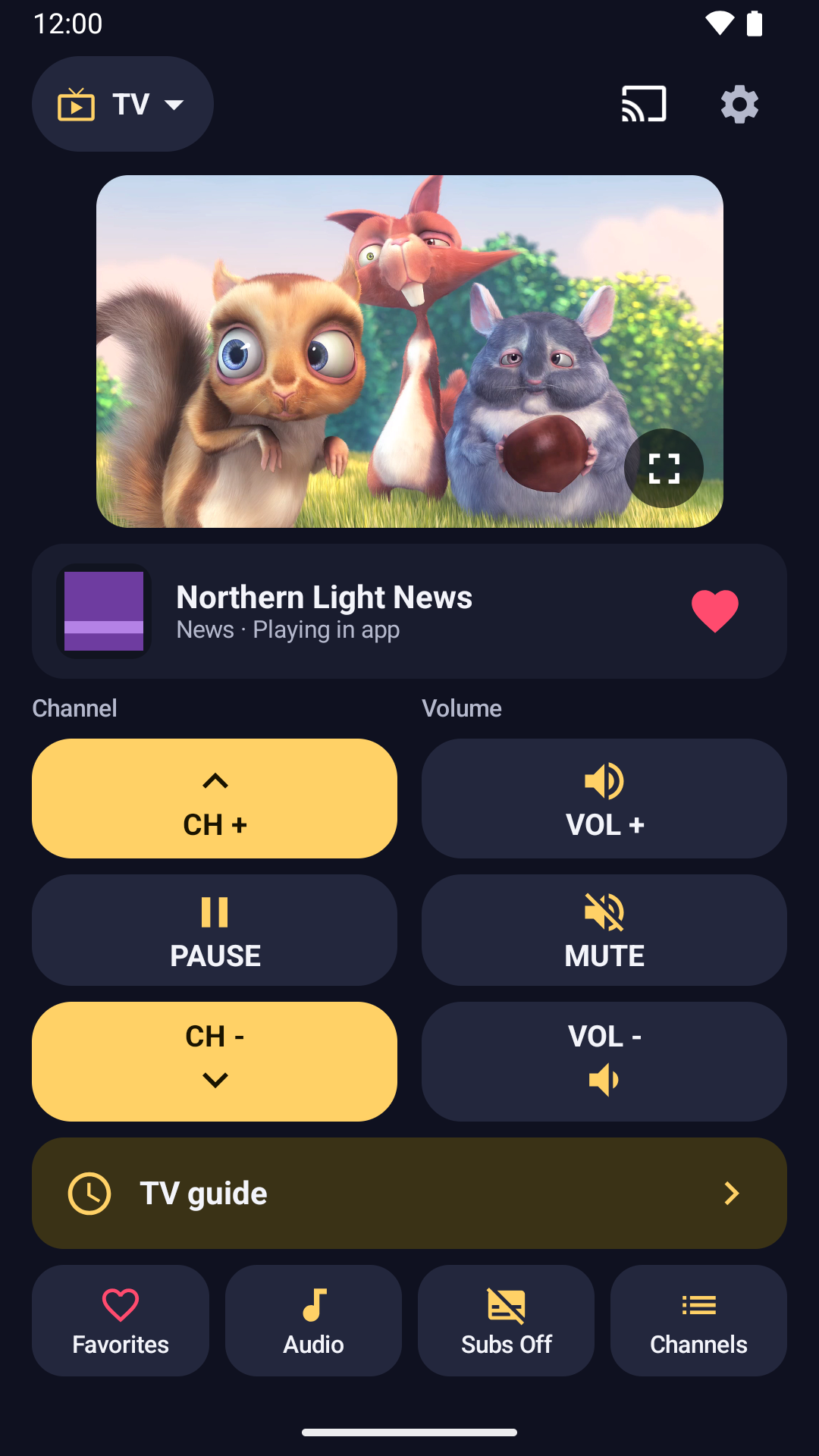 Live TV screen