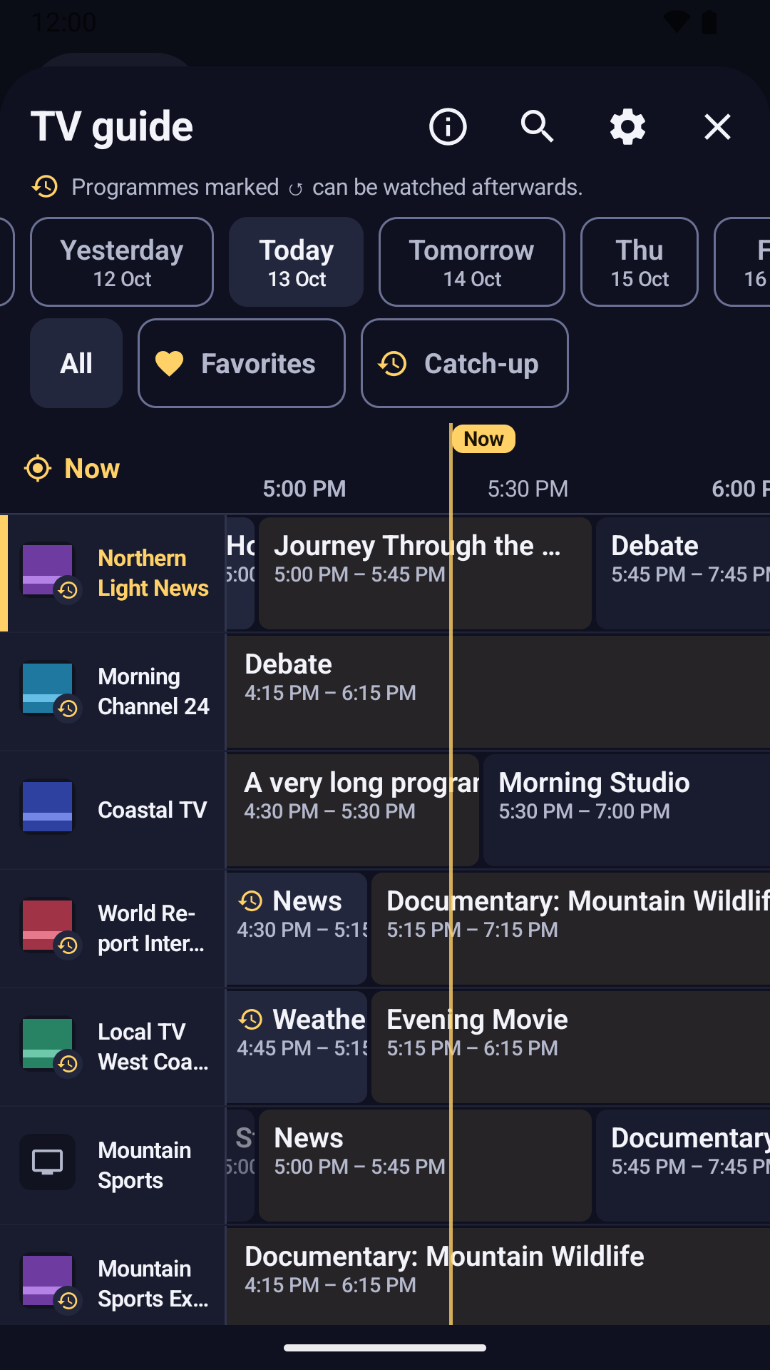 TV guide screen